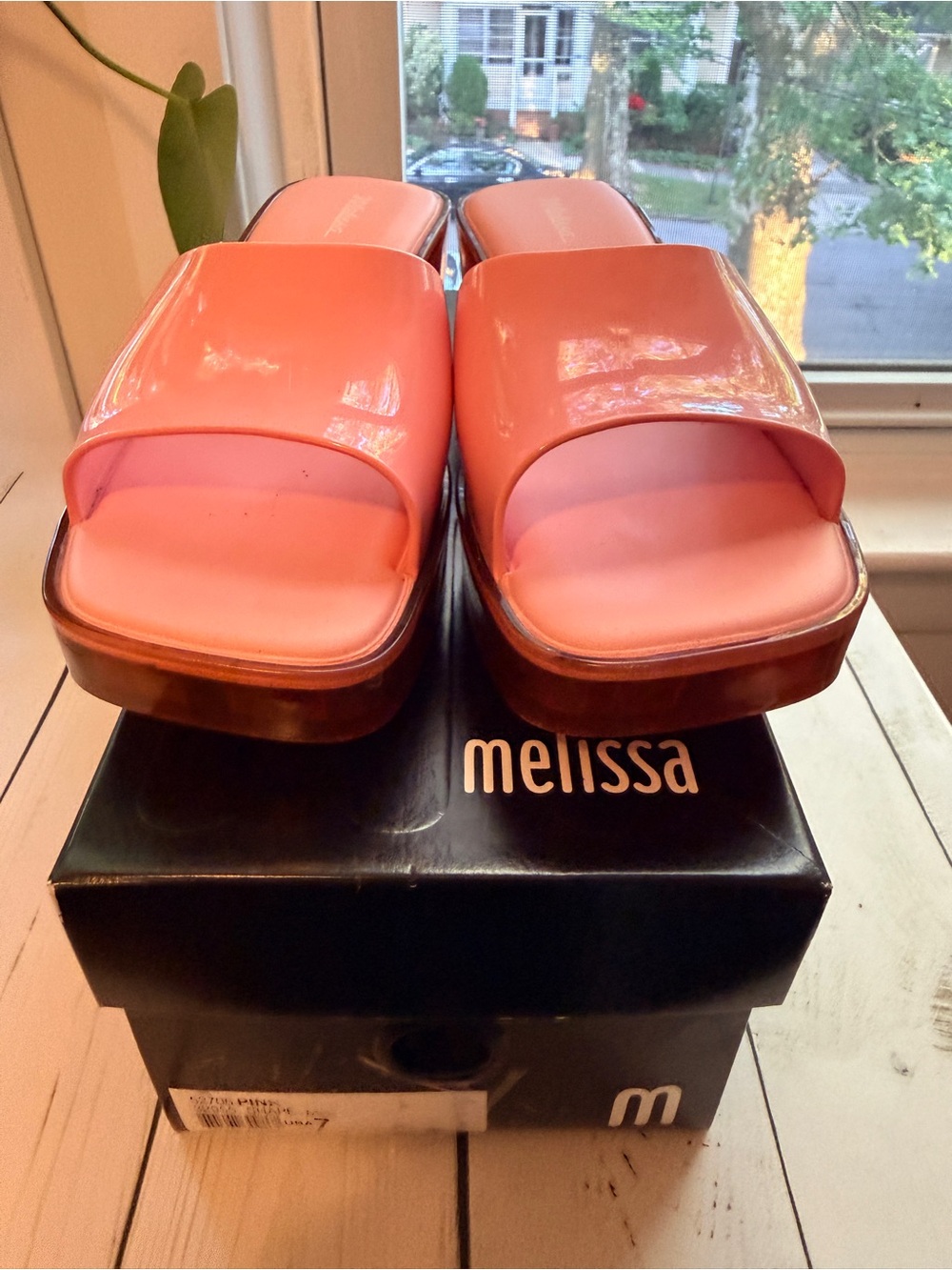 Melissa | Pink Glossy Slide Mules, 2” Block Heel - Picture 4 of 9